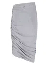 Attico Ruched Knee Length Skirt With Side Gathering In Brown