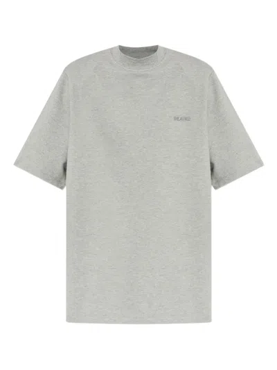 Attico Embroidered-logo Short-sleeve T-shirt In Gray