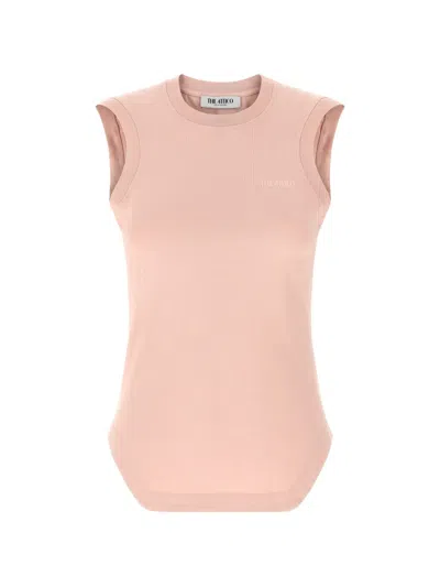 Attico Reese Crew Neck Sleeveless Top Design In Pink