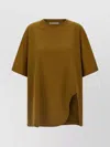 Attico Embroidered Logo T-shirt With Asymmetric Hem In Green