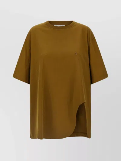 Attico Embroidered Logo T-shirt With Asymmetric Hem In Green