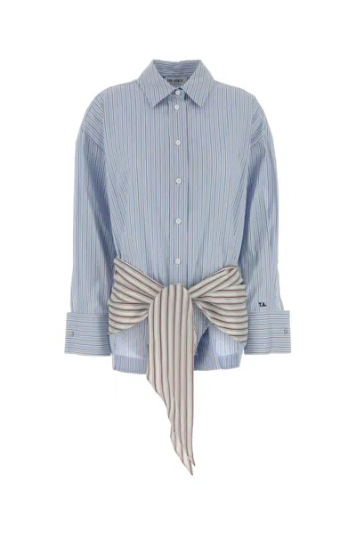Attico Striped Cotton Shirt Dress In Blue