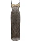 Attico Motif-embroidered Semi-sheer Maxi Dress In Neutrals