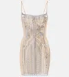Shop Attico Embroidered Sheer Minidress In Silver