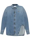 Attico Oversized Embroidered Denim Shirt In Blue