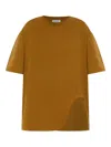 Attico Embroidered Logo T-shirt With Asymmetric Hem In Green