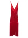 Attico Embroidered Tulle Midi Dress In Red