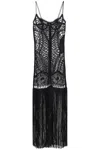 Attico Illusion Embroidered Tulle Long Dress In Black