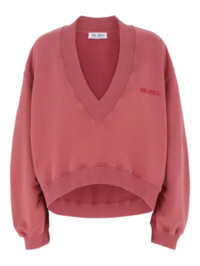 Attico Embroidered V-neck Sweatshirt In Pink