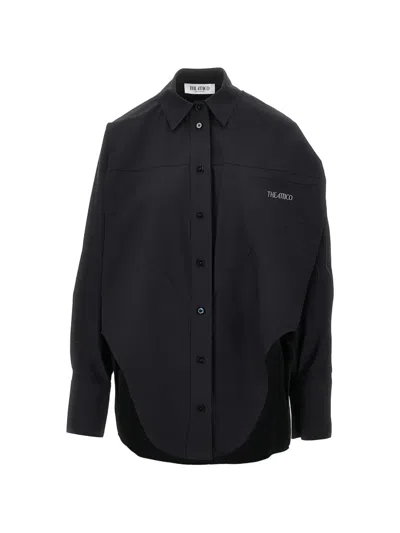 Attico Oversized Shirt With Moulded Hem In Blue