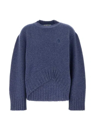 Attico Sweater Crew Neck Long Sleeves Asymmetric Hem In Purple
