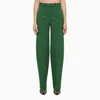 Attico Jagger Long Wool Pants In Green