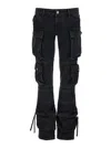 Shop Attico 'essie' Black Fitted Jeans With Cargo Pockets
