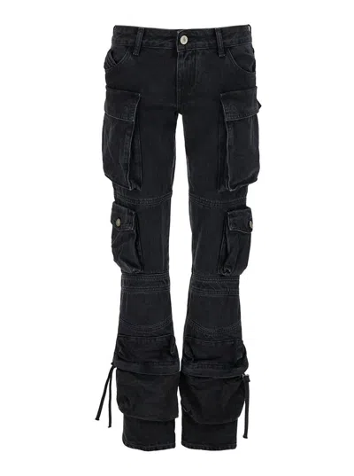 ATTICO 'ESSIE' BLACK FITTED JEANS WITH CARGO POCKETS