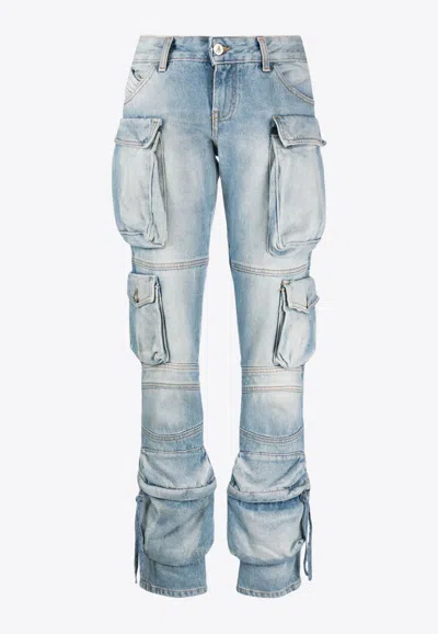 Attico Essie Cargo Denim Pants In Blue