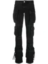 Attico Dark Wash Cargo Jeans With Logoed Buttons 15cm In Black