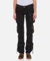 Attico Dark Wash Cargo Jeans With Logoed Buttons 15cm In Black
