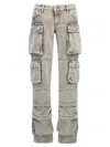 Attico 'essie' Distressed Cargo Trousers With Multiple Pockets In Gray