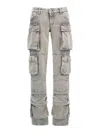 Attico 'essie' Distressed Cargo Trousers With Multiple Pockets In Grey