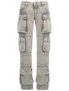 Attico 'essie' Distressed Cargo Trousers With Multiple Pockets In Grey