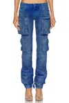 Attico Low-rise Cargo Jeans In Blue