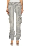 Attico Denim Trousers With Waist Belt Loops In Grey