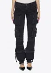 Attico Essie Flared Cargo Pants In Black