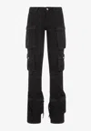 Attico Essie Flared Cargo Pants In Black
