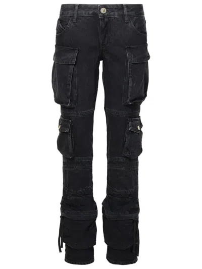 Attico Essie Straight-leg Cargo Jeans In Black