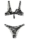 Attico Blackwhite Zebra-print Bikini In Black