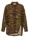 Attico Animal-print Split Shirt In Brown