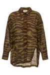 Attico Animal-print Split Shirt In Green