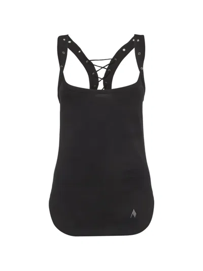 Pre-owned Attico Eyelet-detail Lace-up Tank Top In Black
