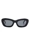 Attico Black Oval Sunglasses In Black