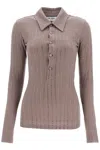 Attico Faded Mud Long Sleeve Vertical Striped T-shirt In Brown