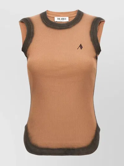 ATTICO FADED SLEEVELESS RIBBED TOP WITH CONTRAST TRIM