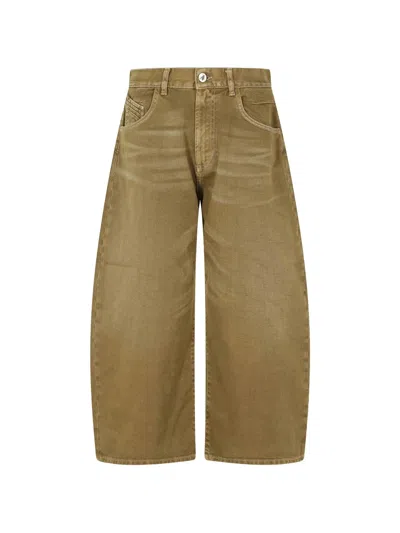 Attico Faded Wide-leg Jeans In Green