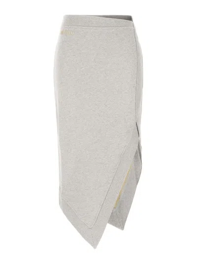 Attico Melange Grey And Beige Midi Skirt