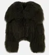Attico Faux Fur Bomber Jacket In Green