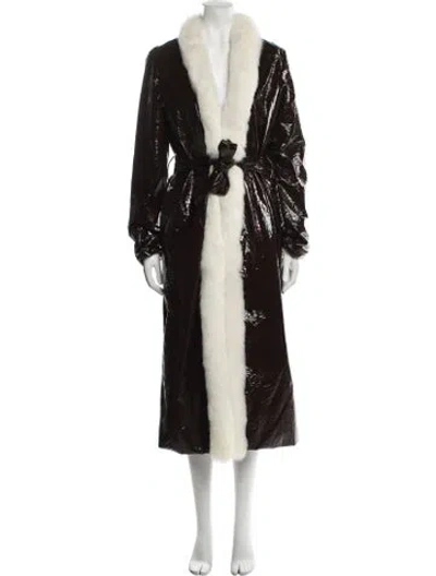 Pre-owned Attico Faux Fur Coat In Brown