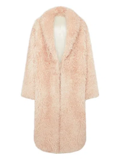 Attico Faux-fur Coat In Neutral