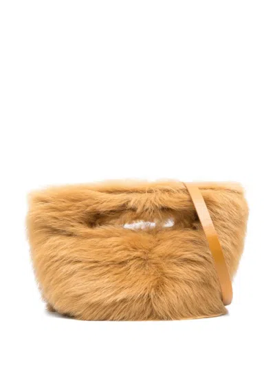 Attico Faux-fur Tote Bag In Brown