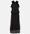 Attico Faux Fur-trimmed Midi Dress In Black