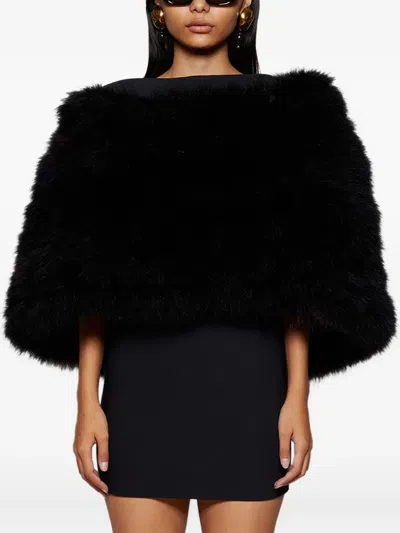 Attico Minikleid Mit Faux-fur-besatz In Black
