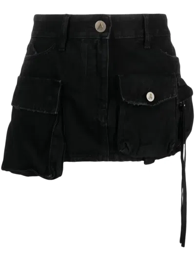 Attico Fay Cargo Denim Miniskirt In Black