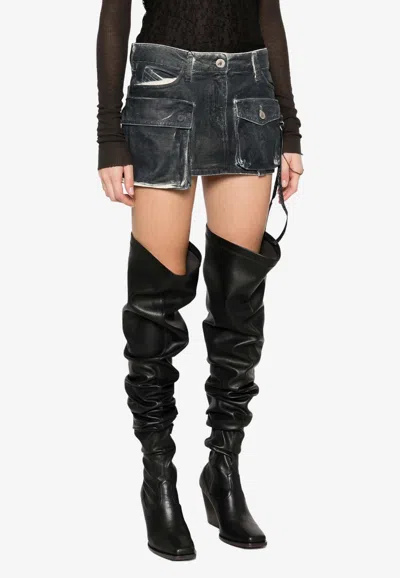 Attico Fay Cargo Mini Skirt In Navy
