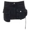 Attico Fay Denim Pocketed Cargo Mini Skirt In Black