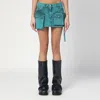 Attico Mini Skirt With Distressed Finish And Pockets In Green