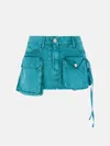 Attico Mini Skirt With Distressed Finish And Pockets In Green