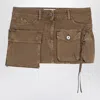 Attico Cargo Denim Mini Skirt In Brown